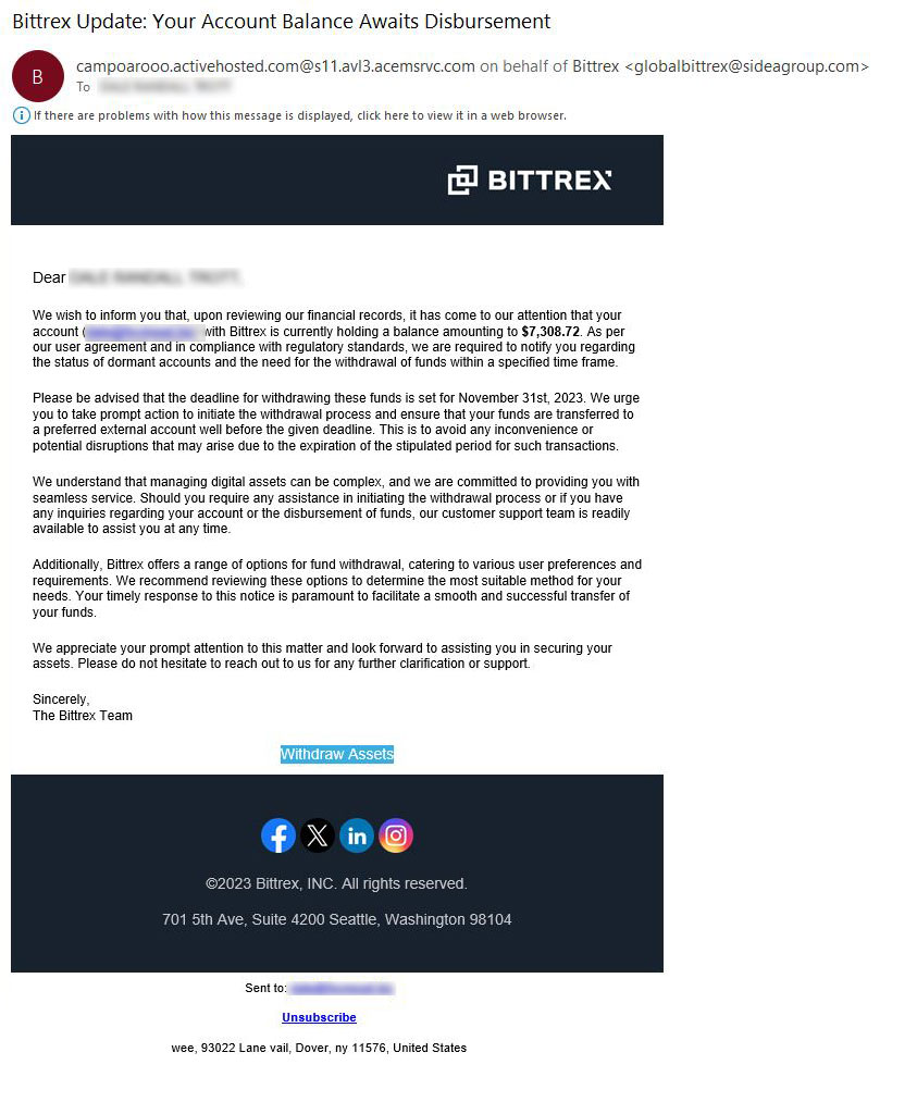 Bittrex crypto currency exchange scam